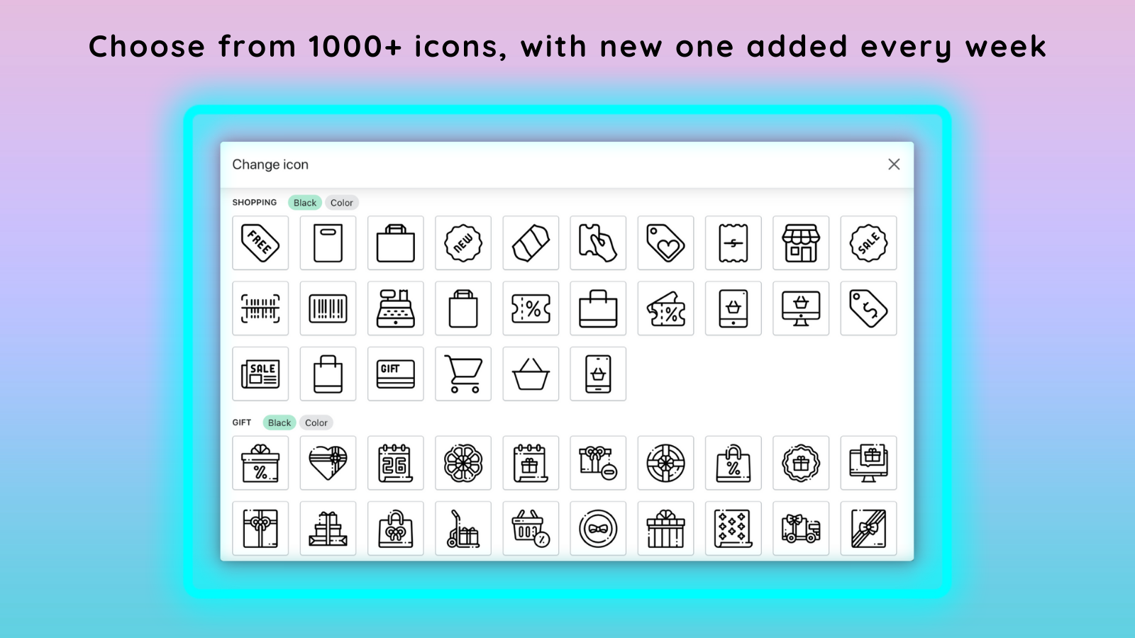 1000+ icons library