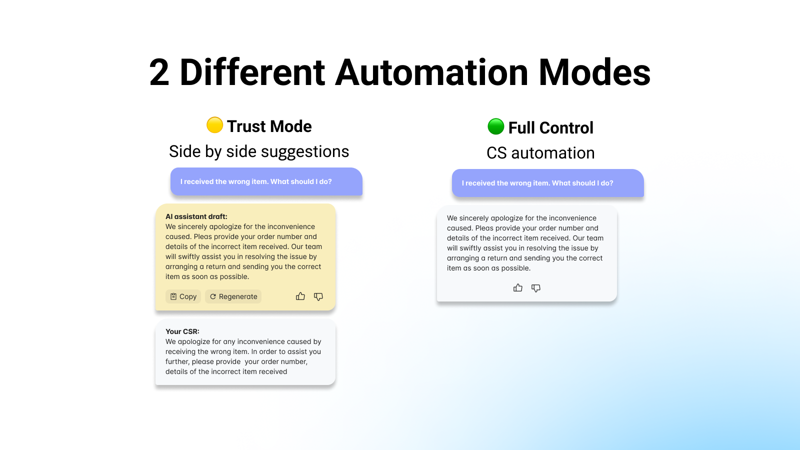 2 different automation modes - Trust & Full Control