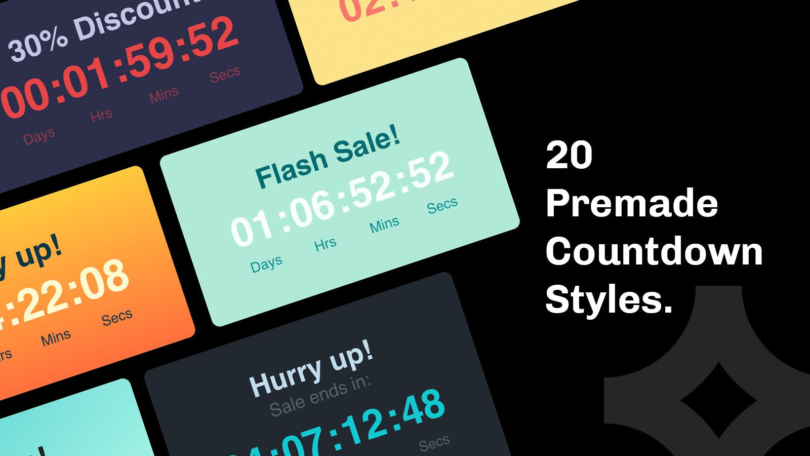 20 pre-made countdown timer styles 