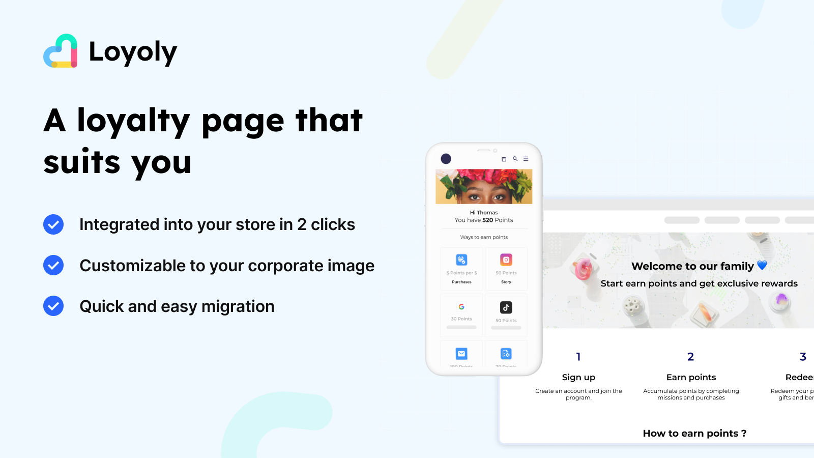 A loyalty landing page that match your brand identity