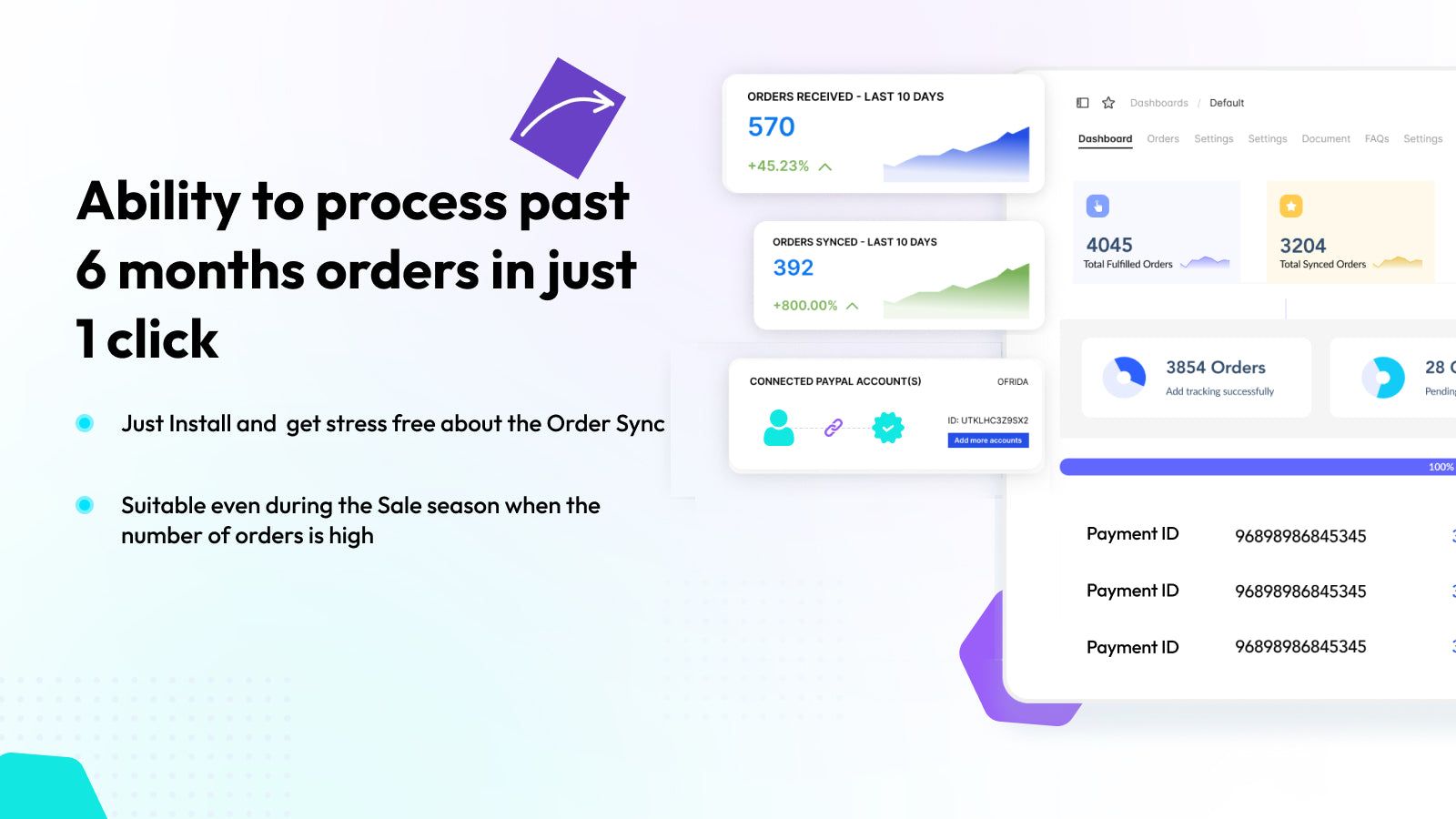 Ability to process past 6 months orders in just 1 click