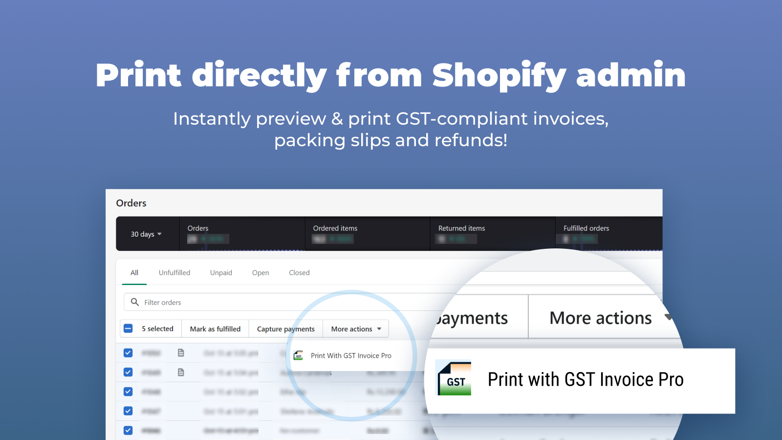 Access from admin using Print with GST Invoice Pro