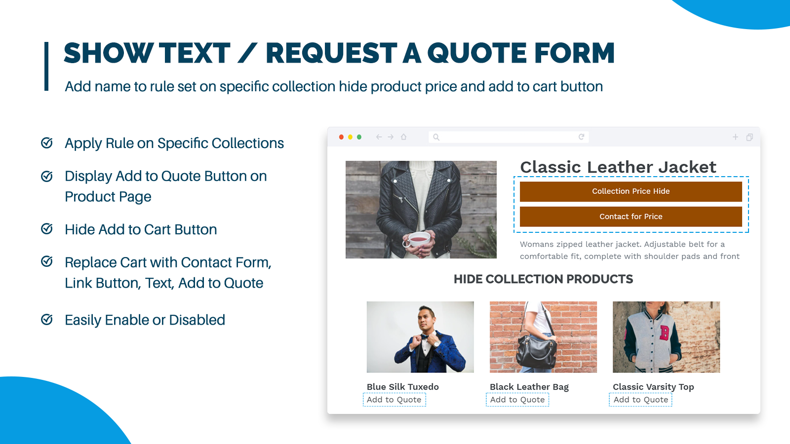 Add a get quote form to products to allow customers request a qu