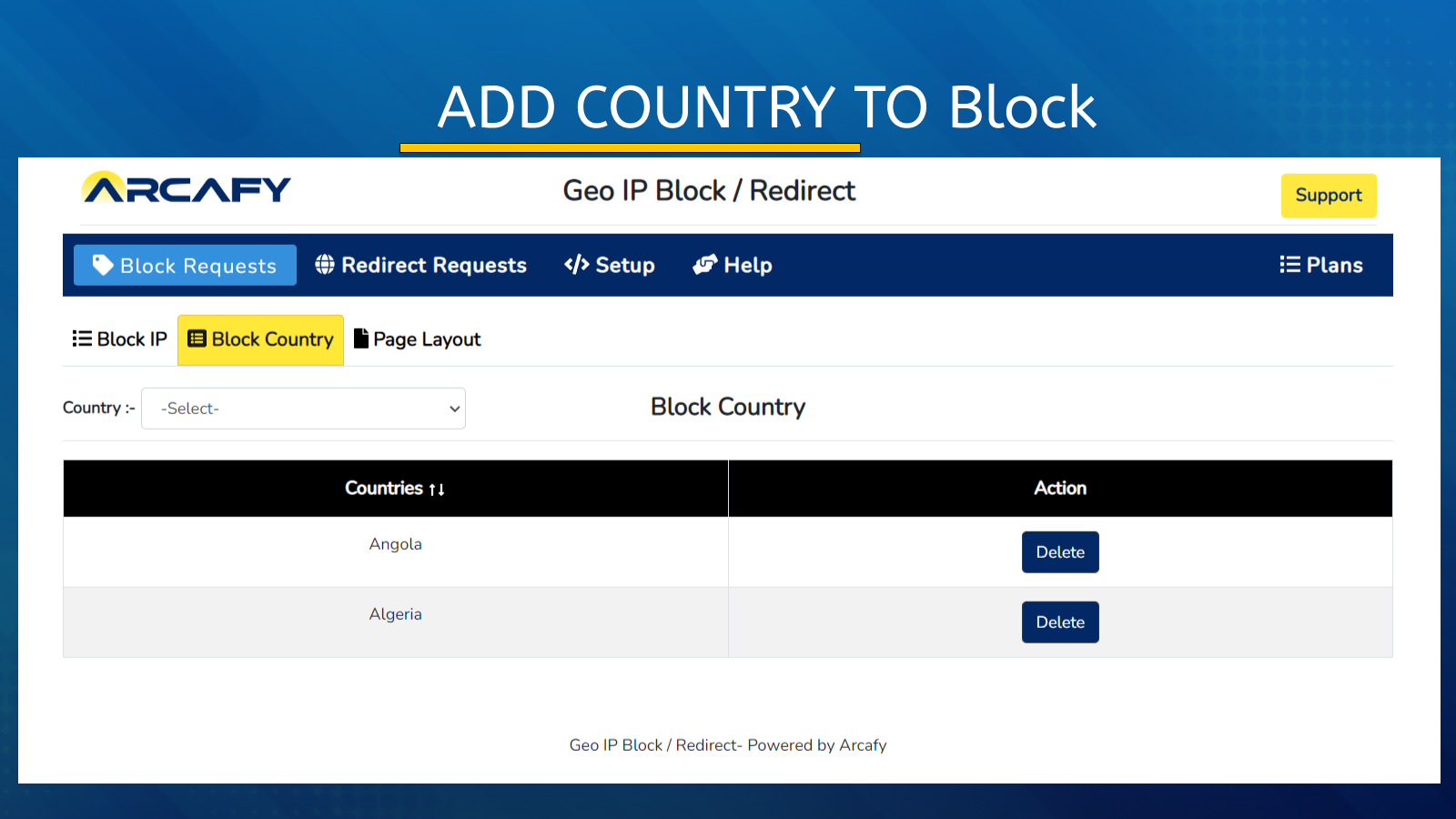Add Country to Block