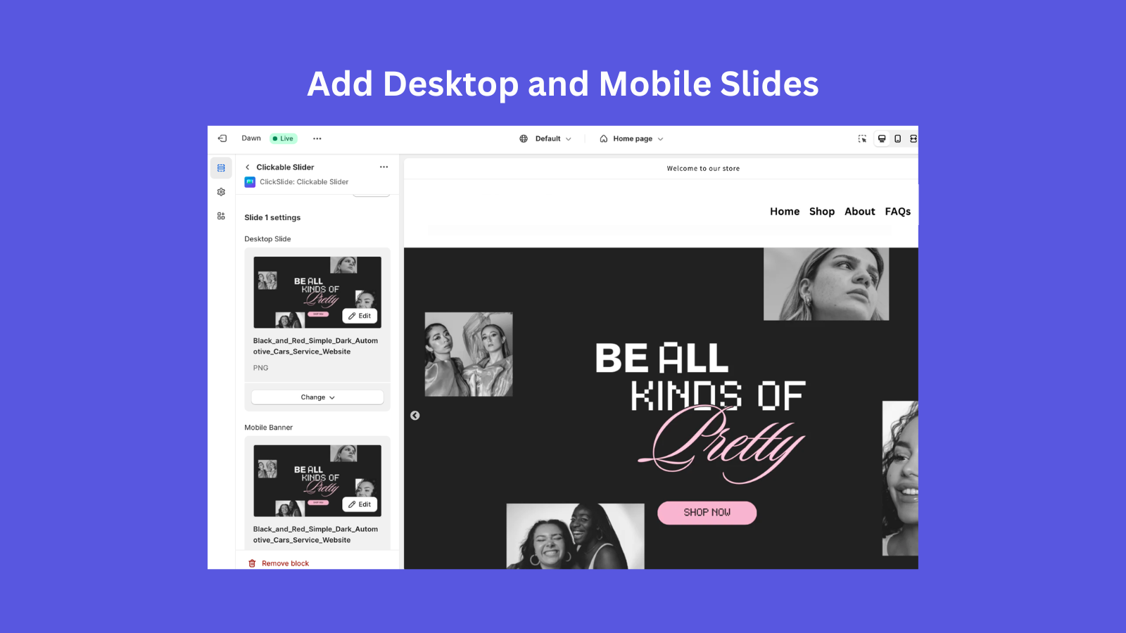 Add desktop and mobile slides
