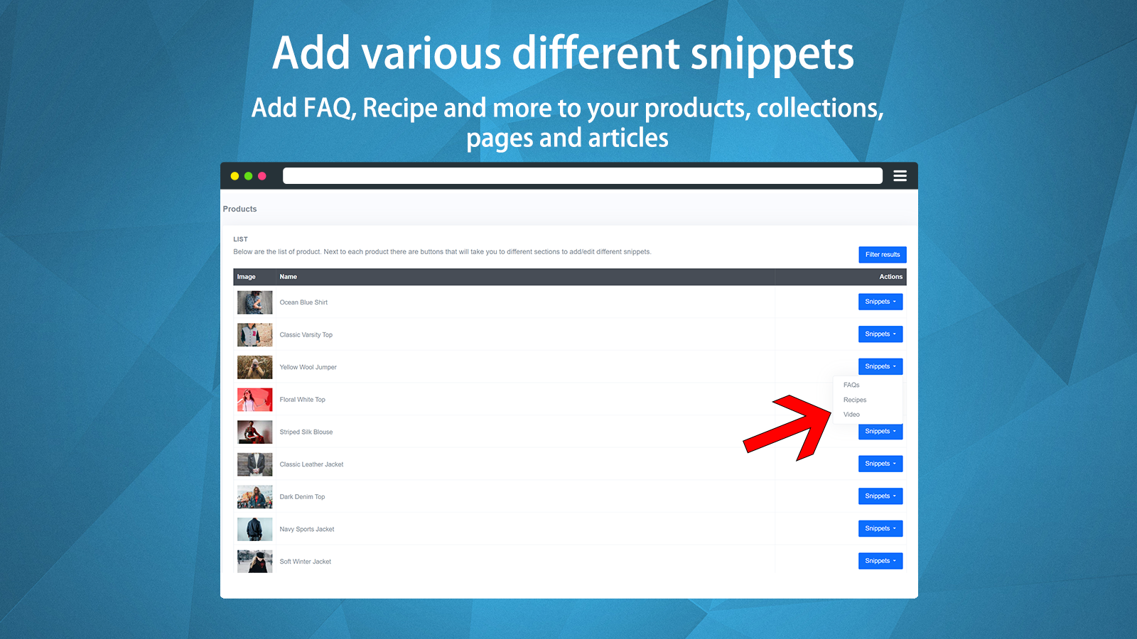 Add different snippets and structured data to your store