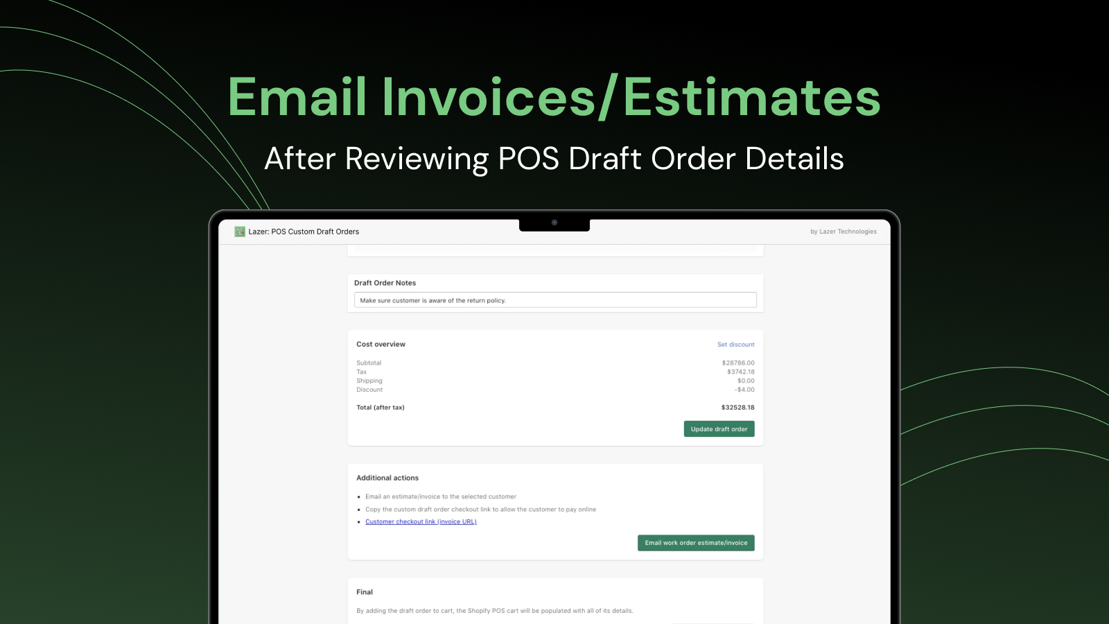 Add Draft Order To POS Cart, & Create & Edit Draft Order For POS