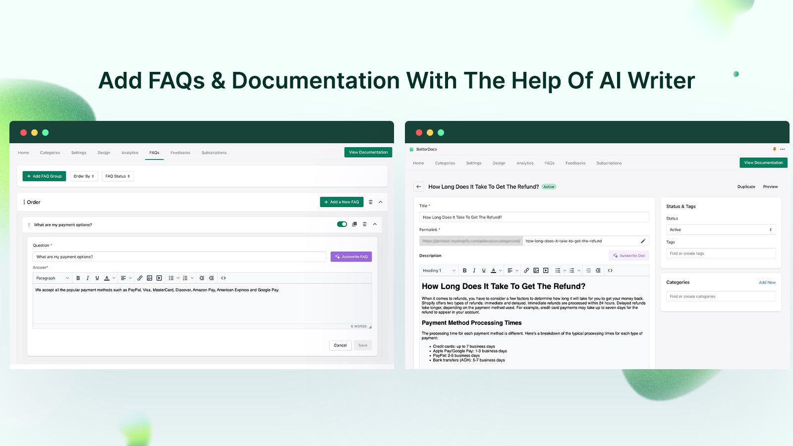 Add FAQs & Documentation With The Help Of AI Writer