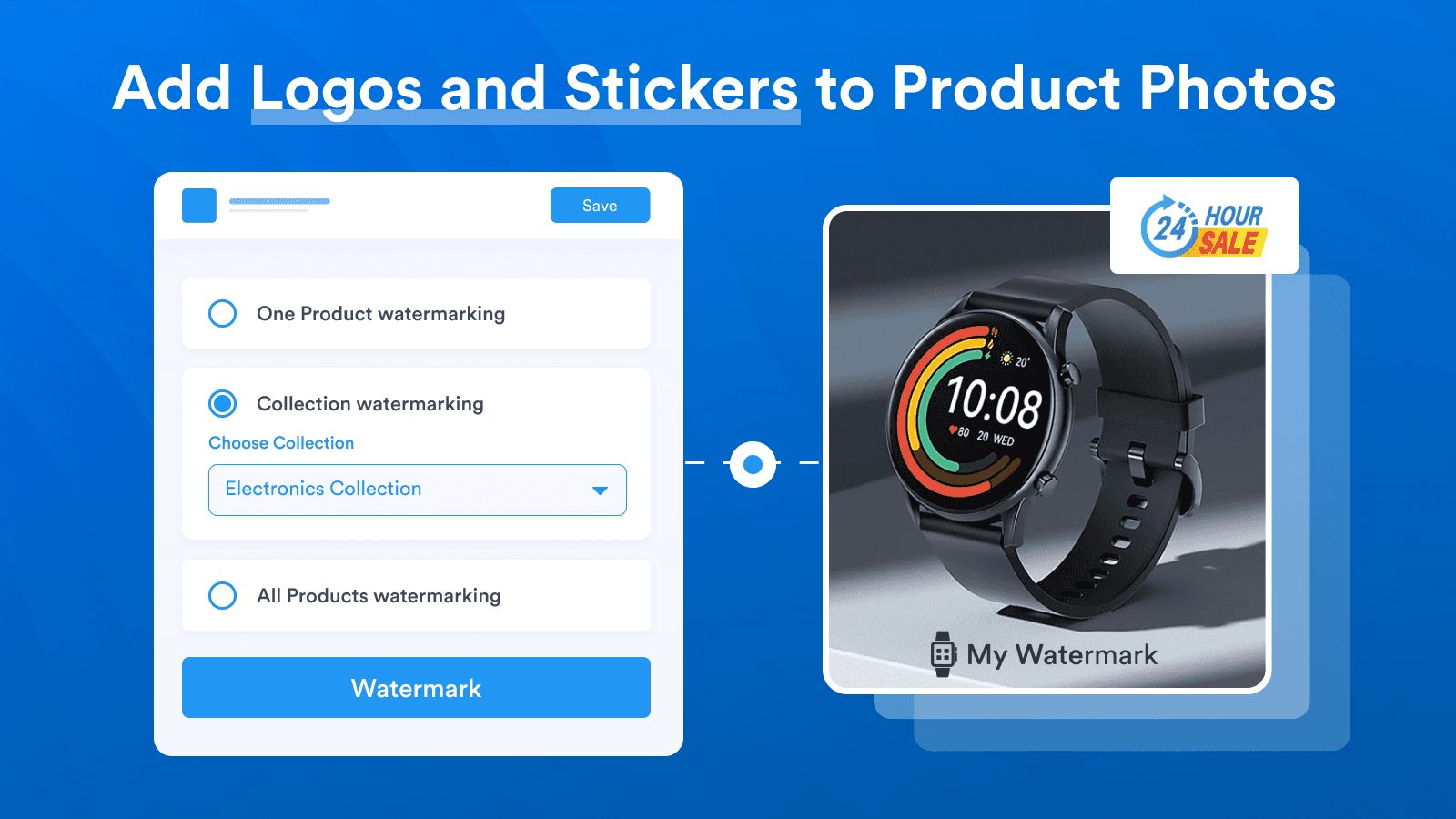 Add logo and stickers to your product photos