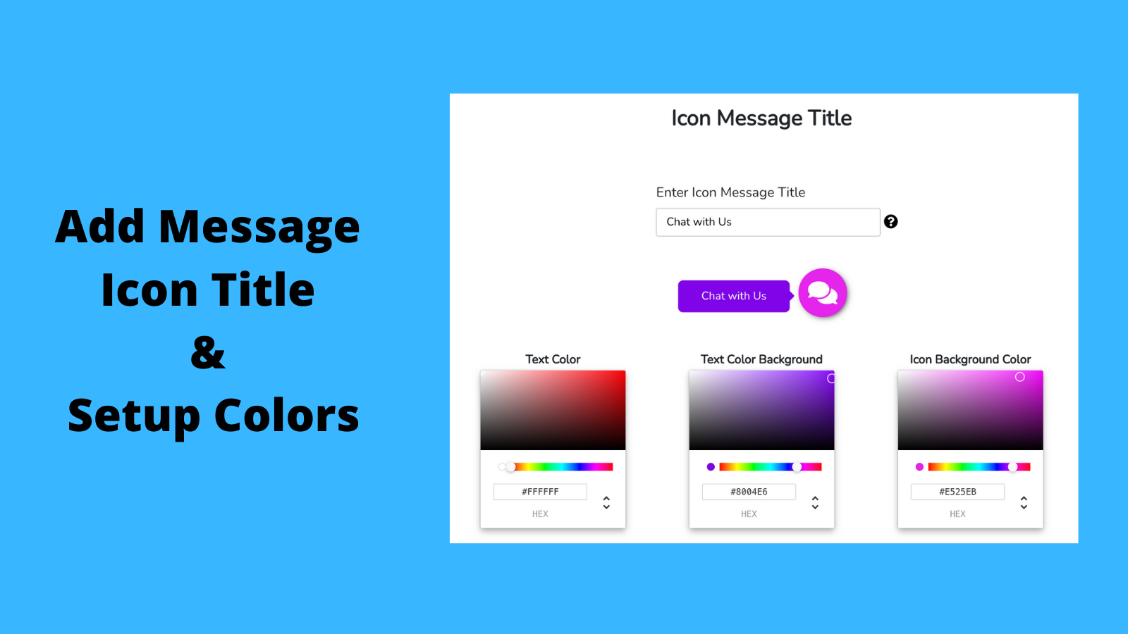 Add Message Icon Title and Setup Colors