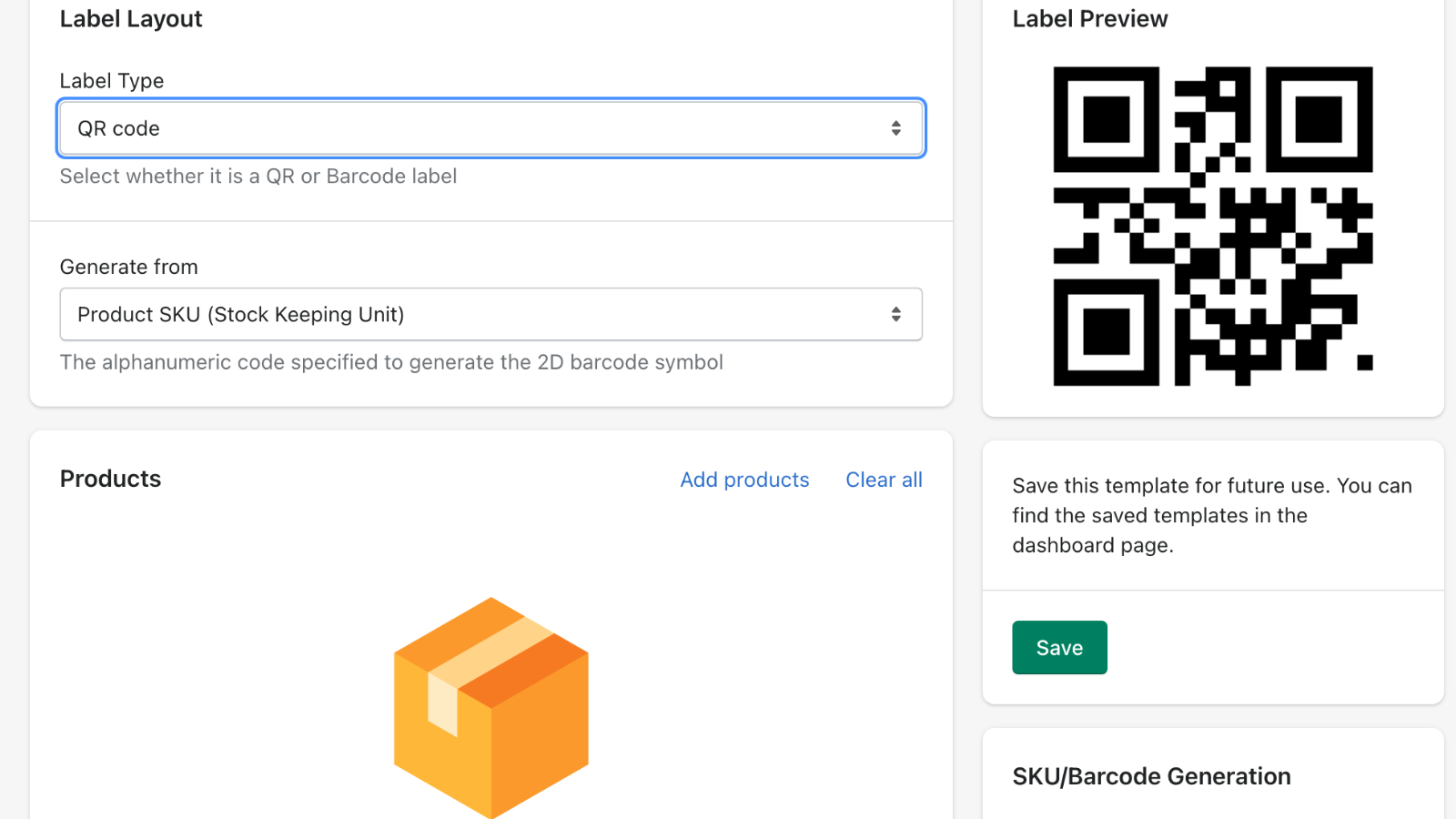 Add QR code for products and print using printer