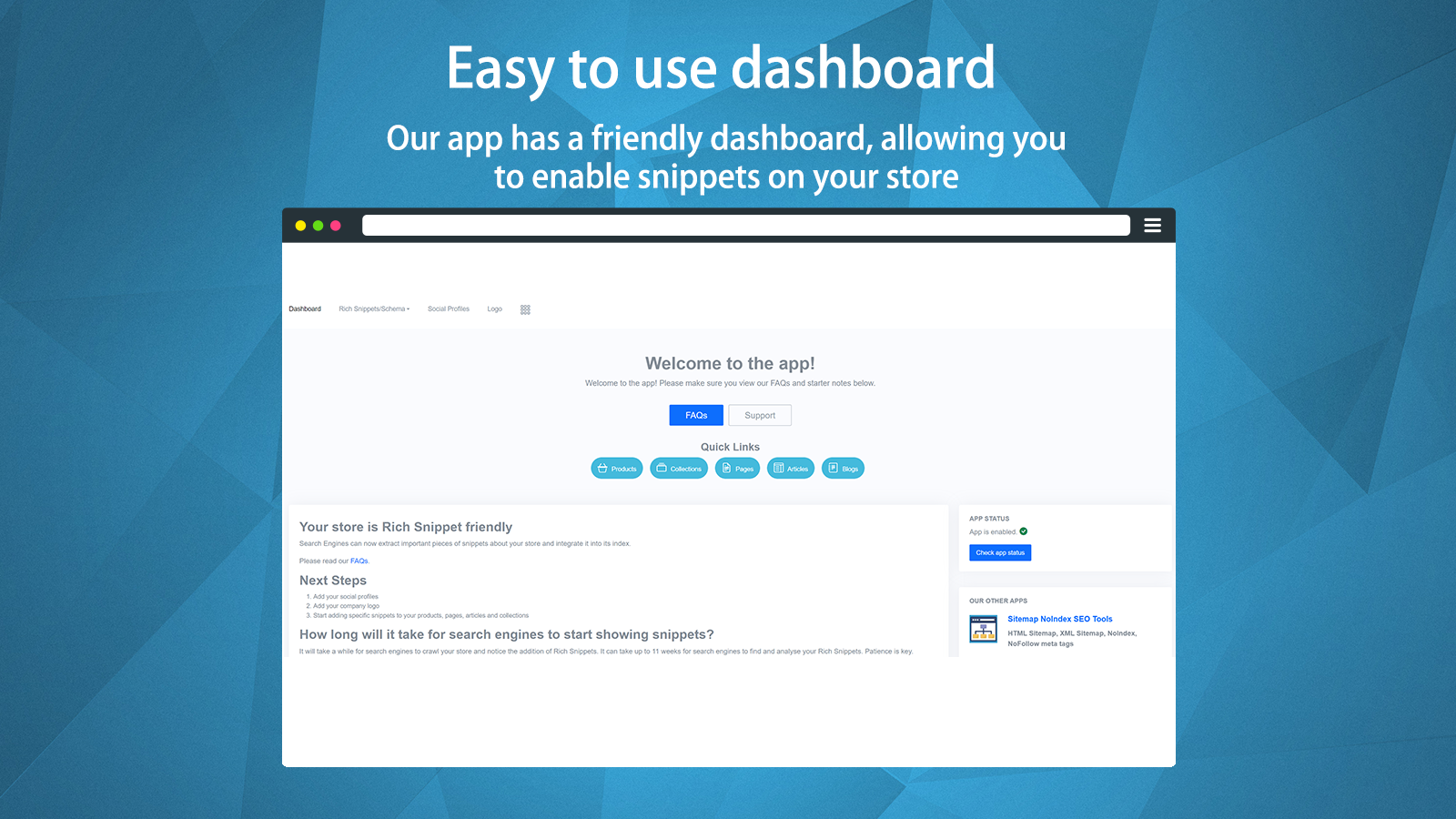 Add rich results to your store using our easy to use dashboard
