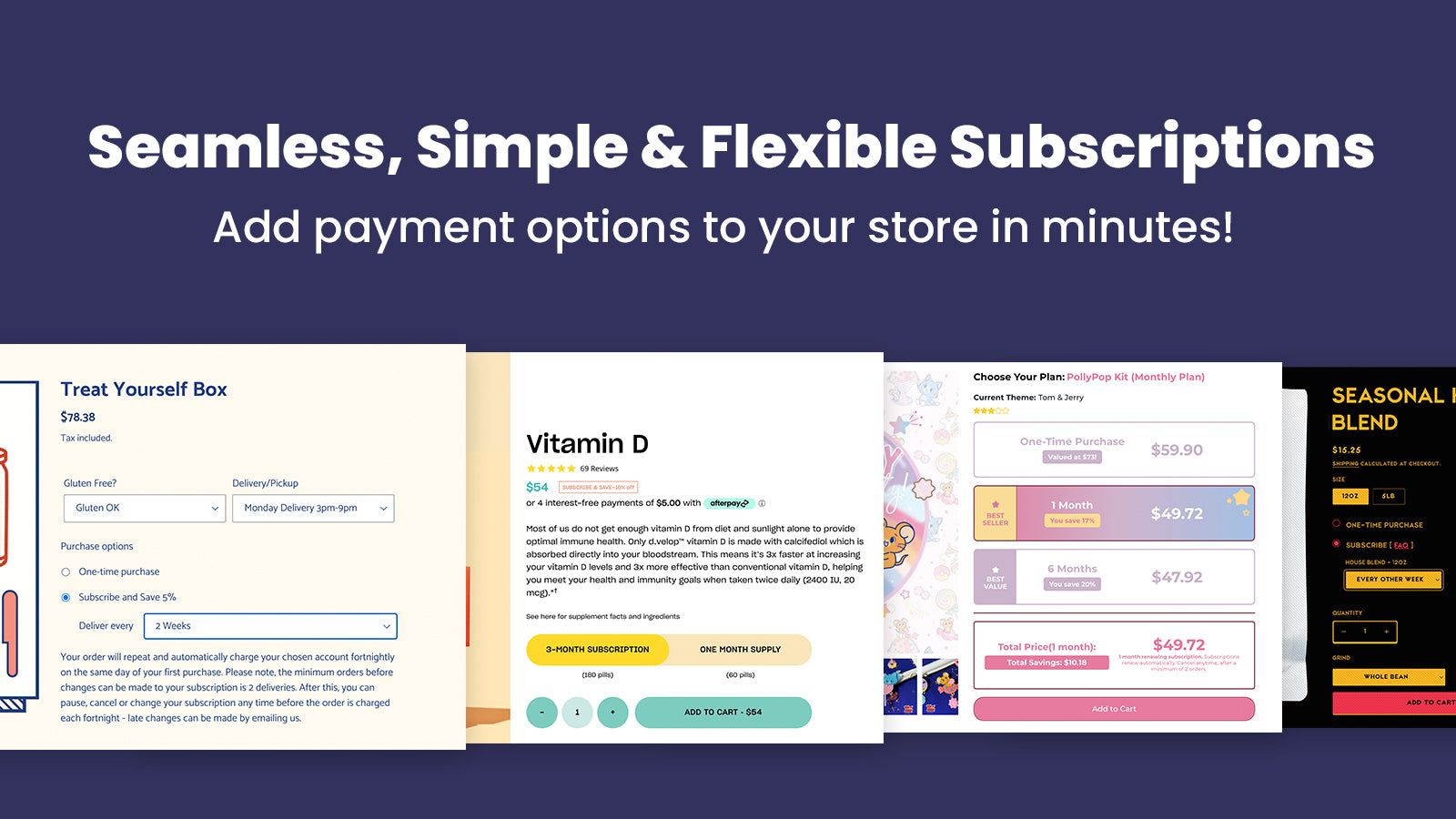 Add subscription options to product pages effortlessly.