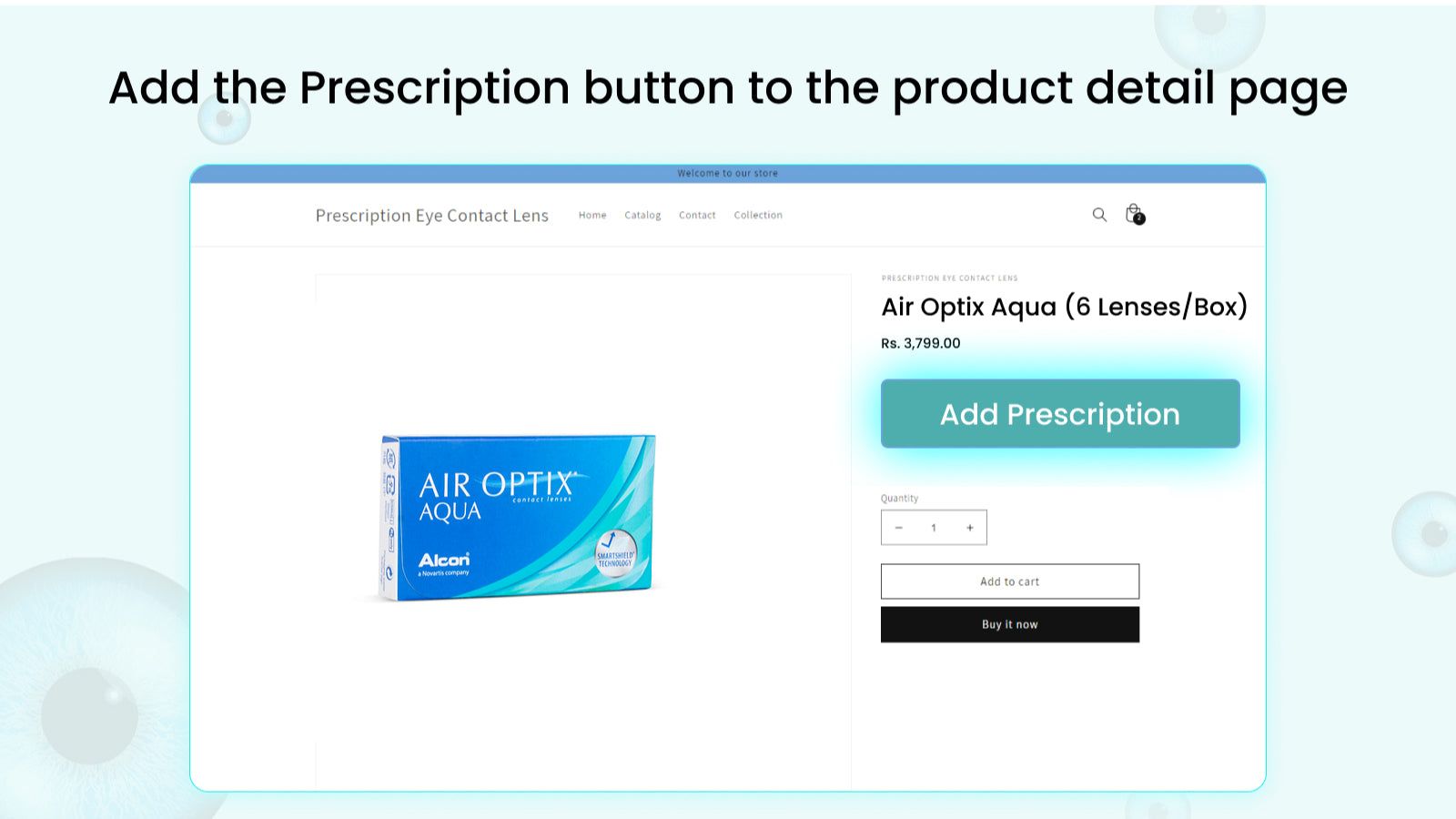 Add the Prescription button to the product detail page