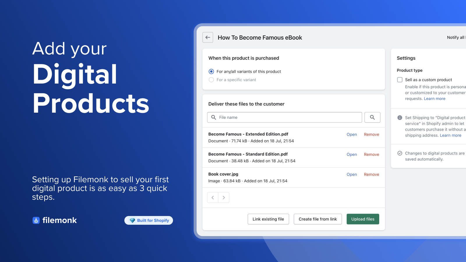 Add your digital products to Shopify in 3 easy steps