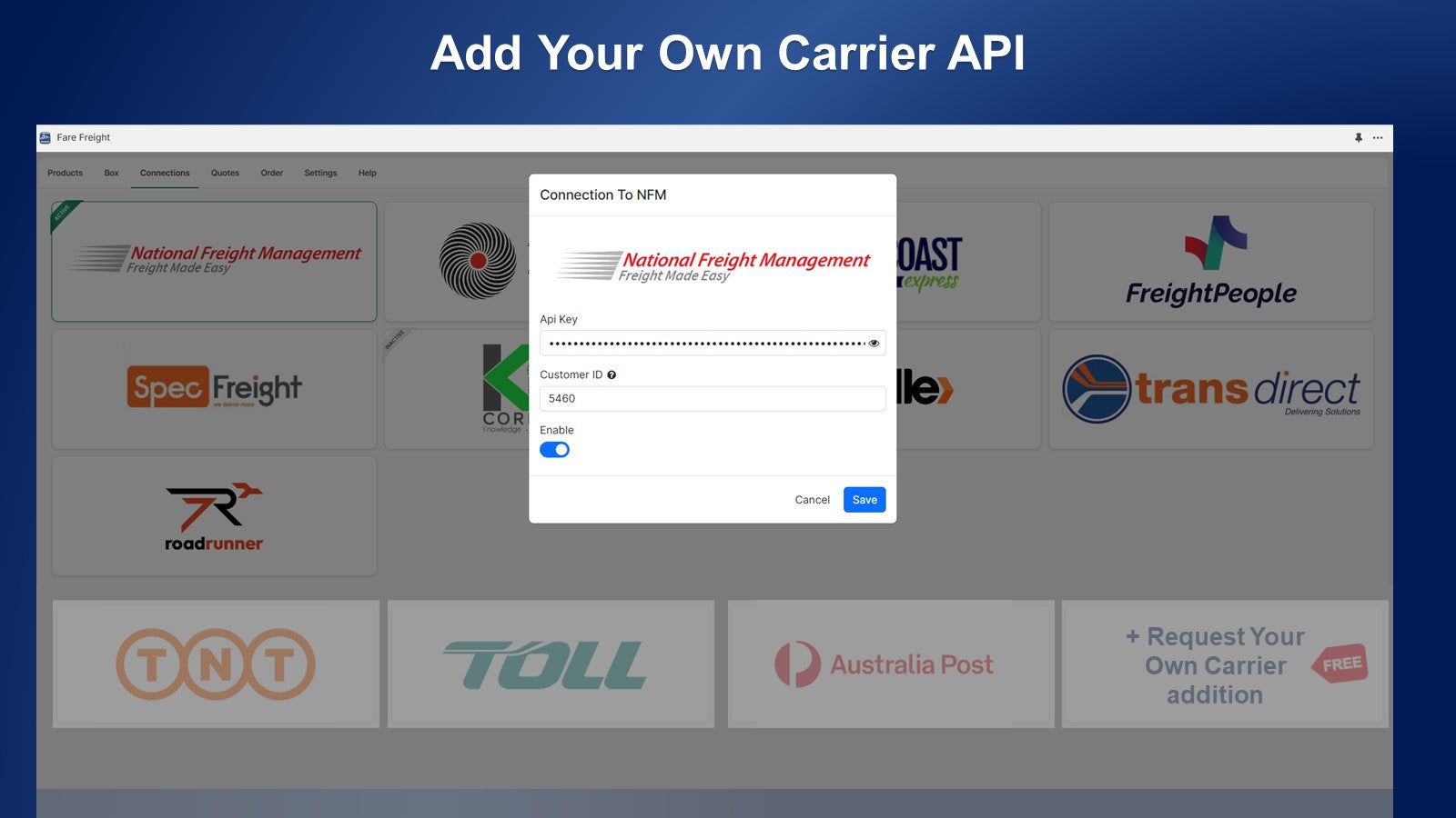 Add Your Own Carrier API 