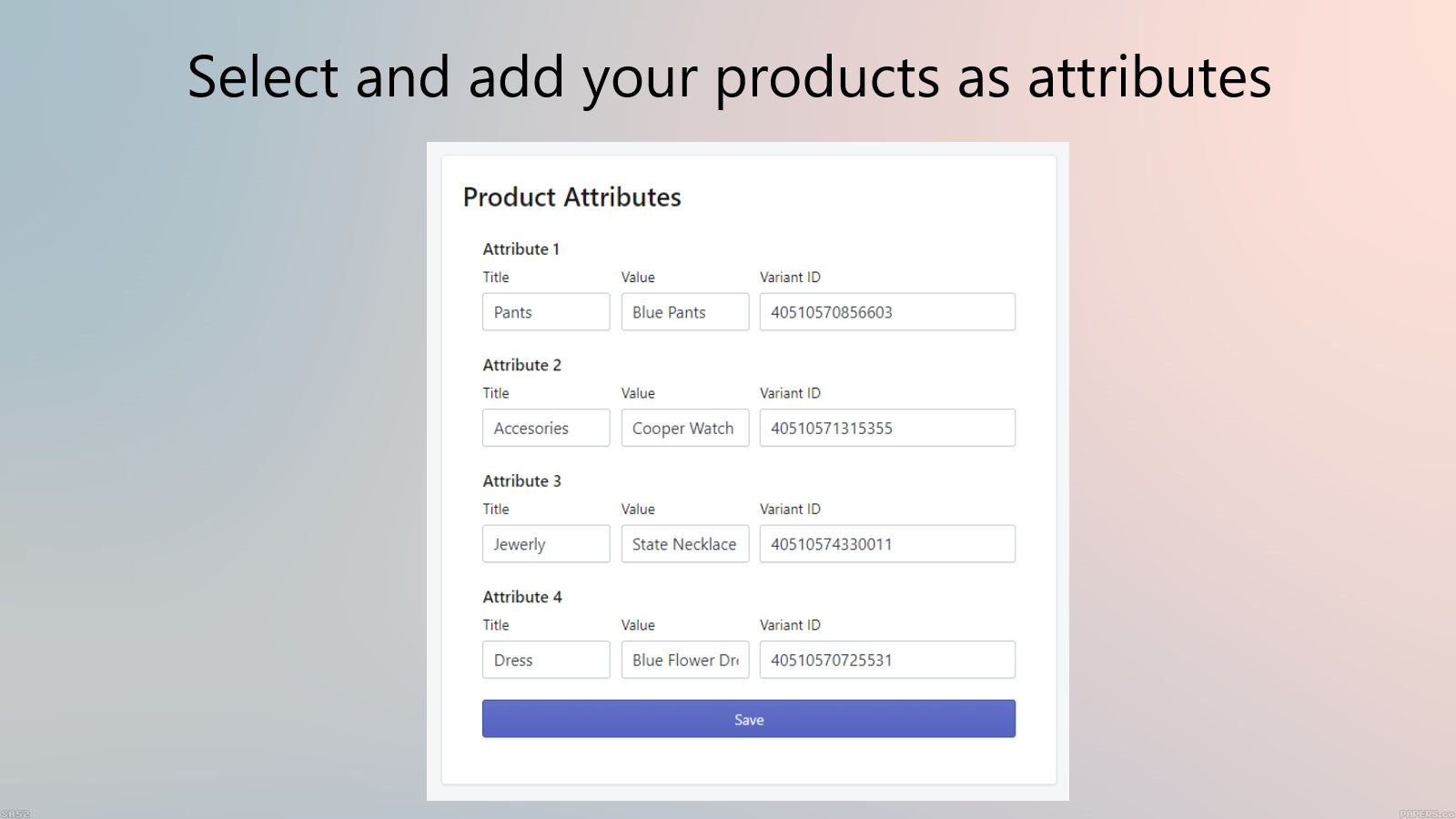 Adding products to app