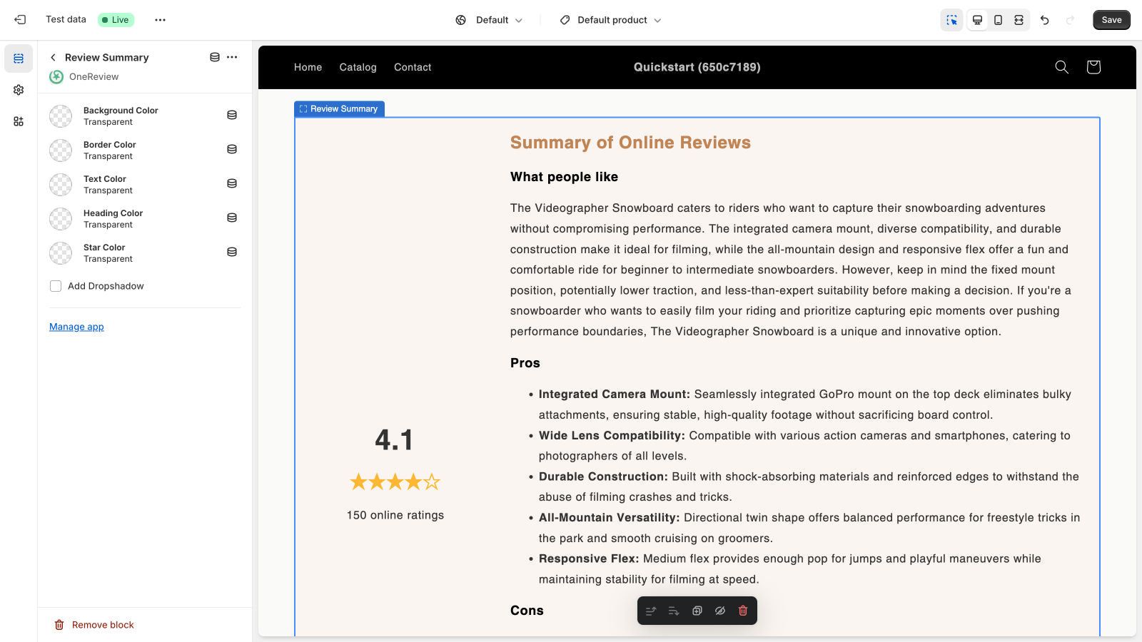 Adding the review summary section to your theme