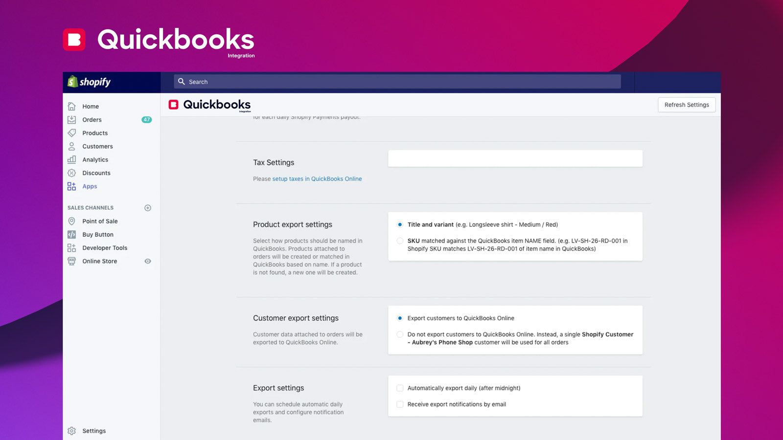 Additional Quickbooks Account Settings