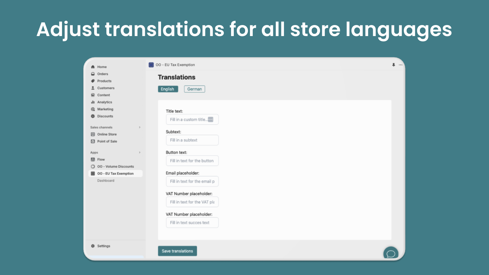 Adjust translations for all store languages