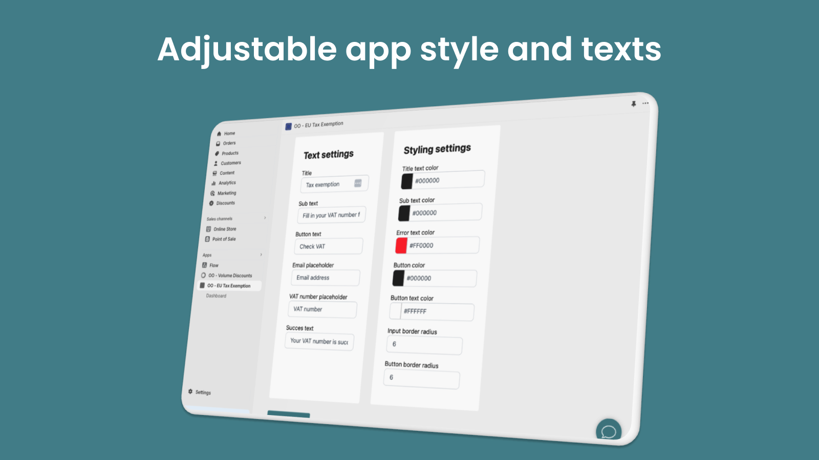 Adjustable app style and text