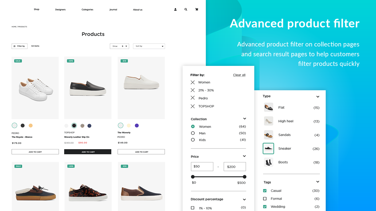 Advanced product filter on collection pages