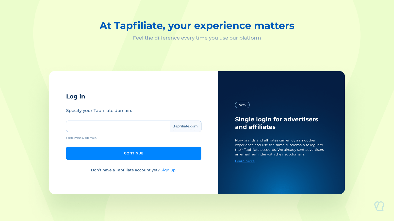 Advertiser (affiliate program manager) login - Tapfiliate