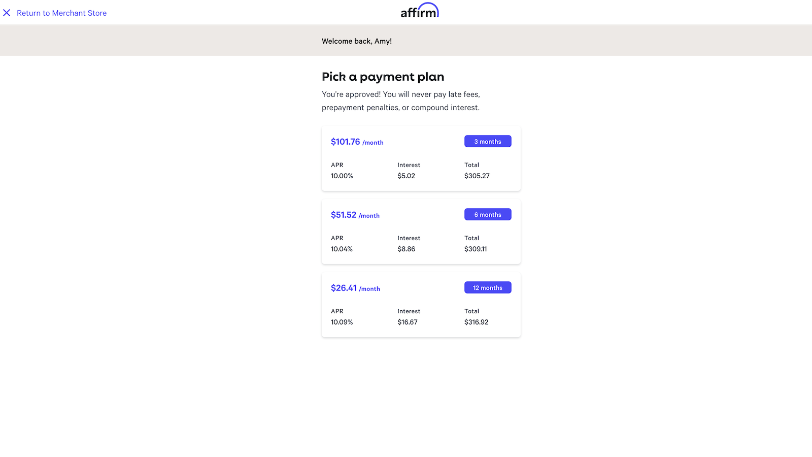 Affirm payment options