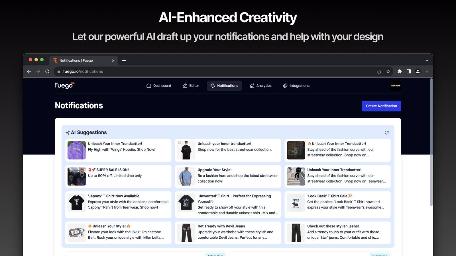 AI-Enhanced Creativity - Draft notifications and design blocks