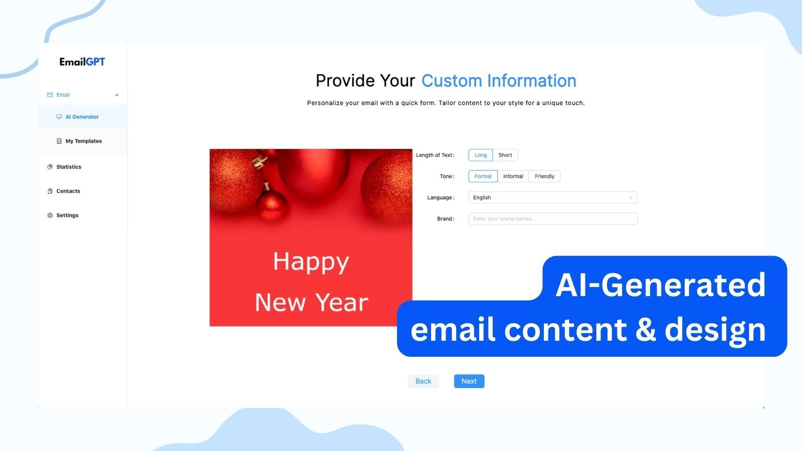 AI-Generated  email content & design 