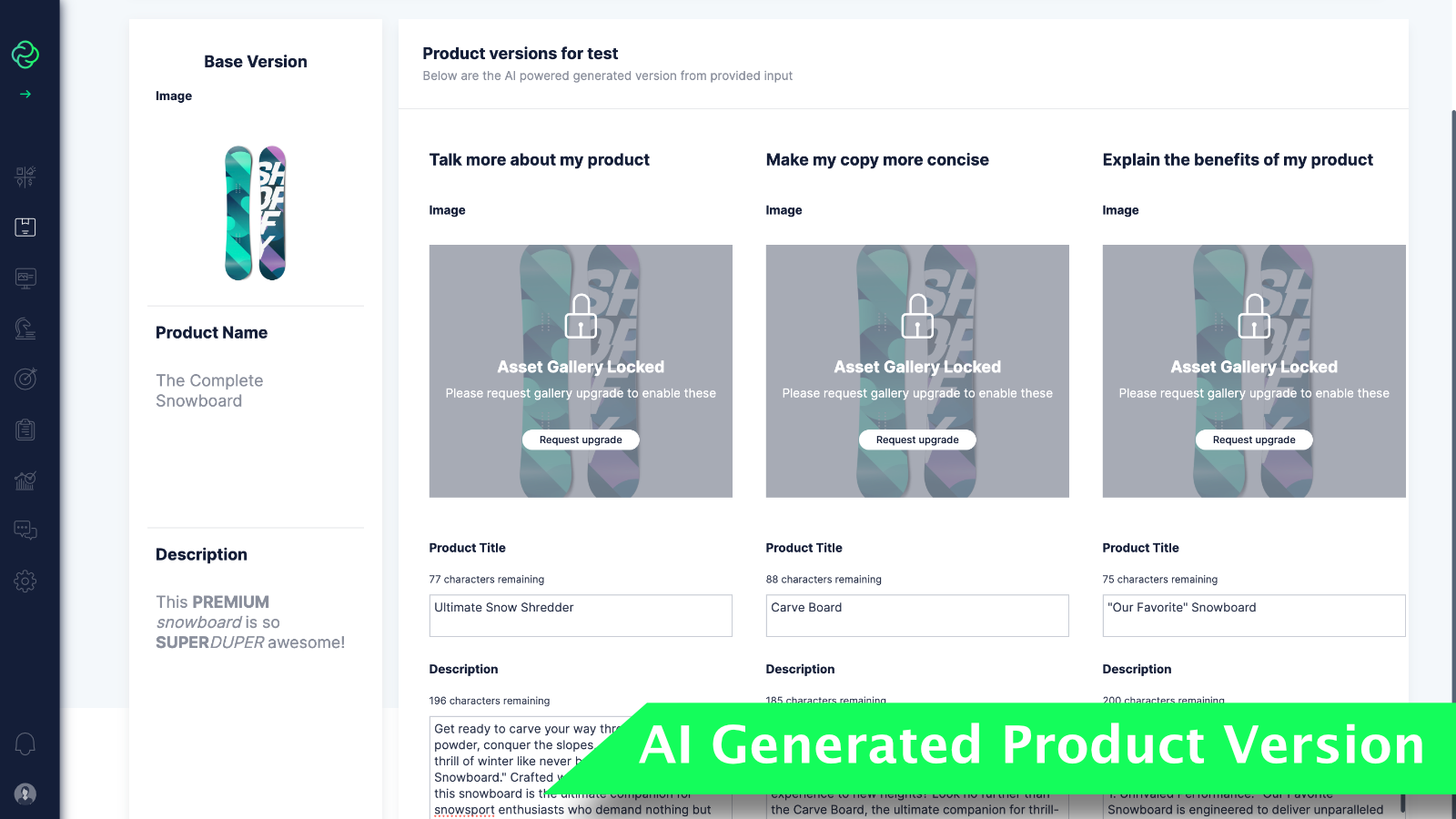AI Generated Product Version Title & Descriptions