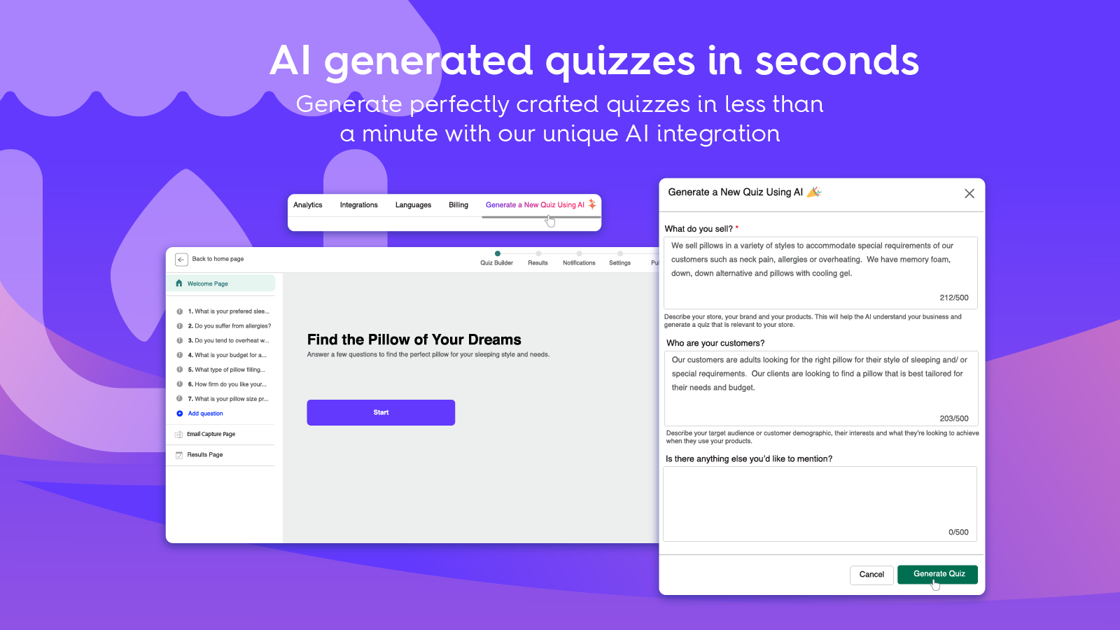 AI generated quizzes in less than a minute