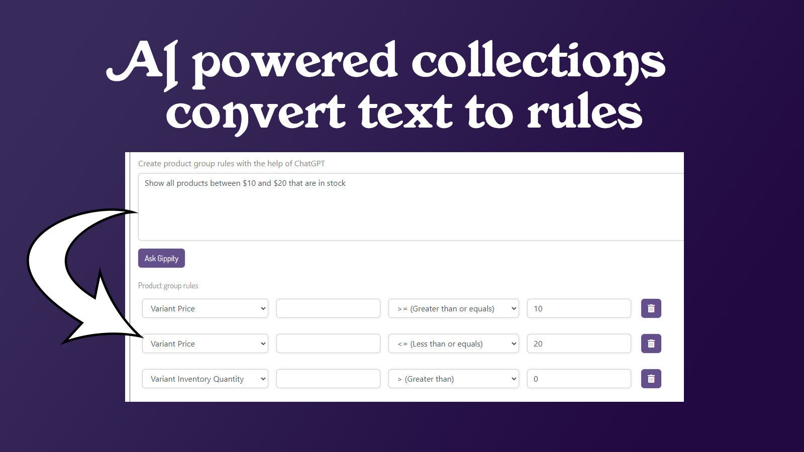 AI powered conversion of text to collection sort rules