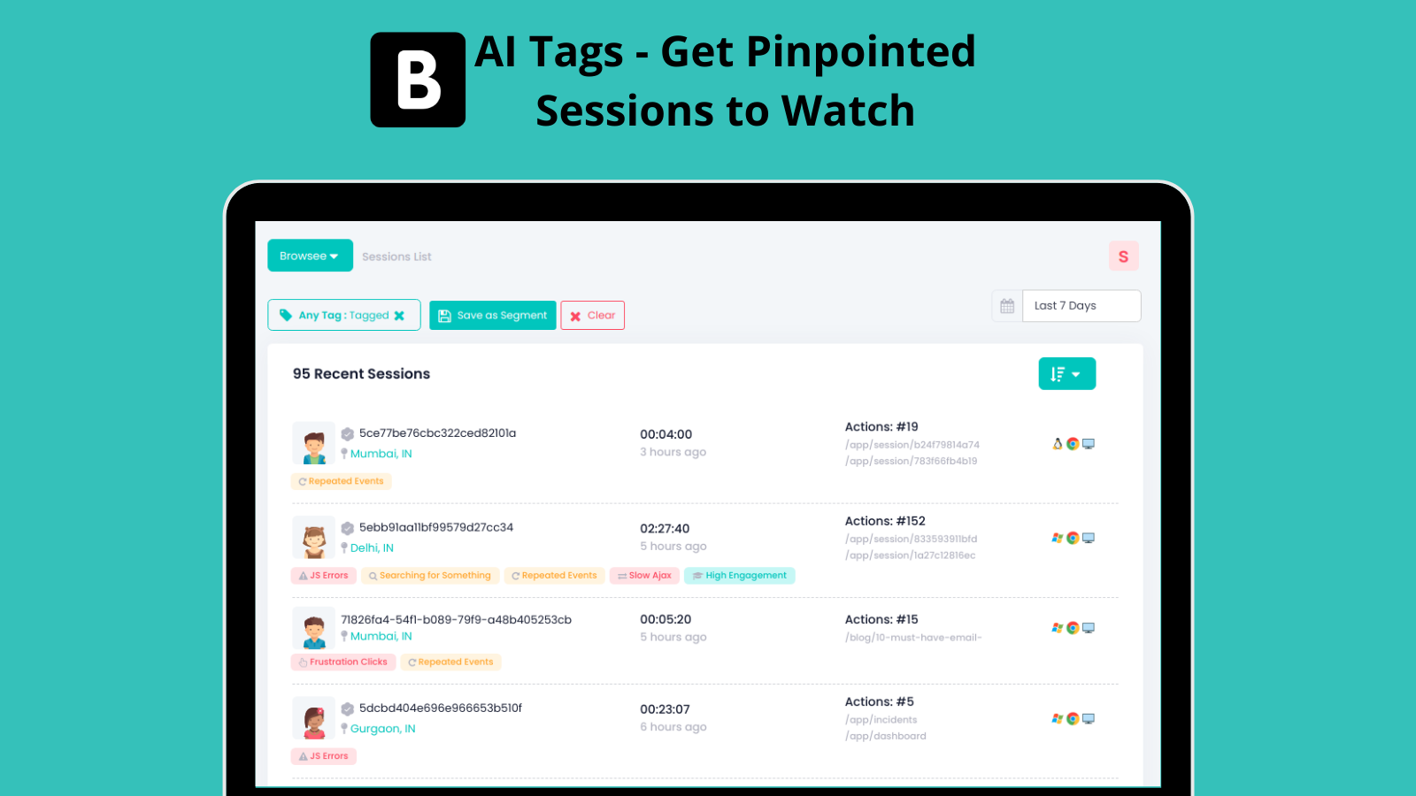 AI Tags on Session Recordings - Get Pinpointed Sessions to Watch