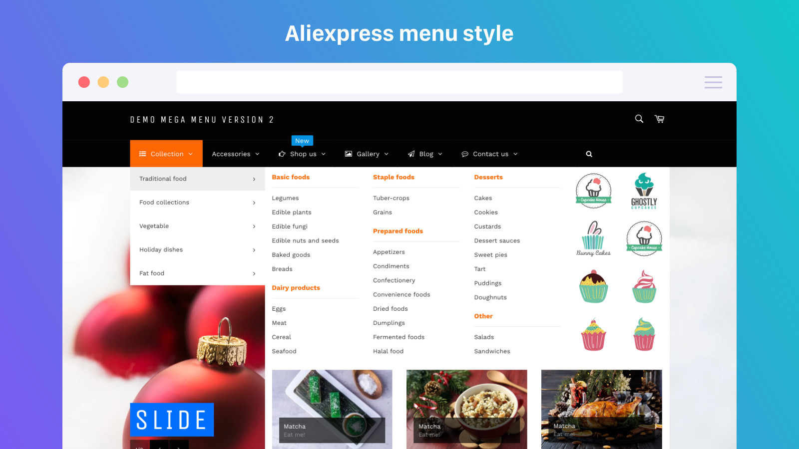 Aliexpress mega menu style