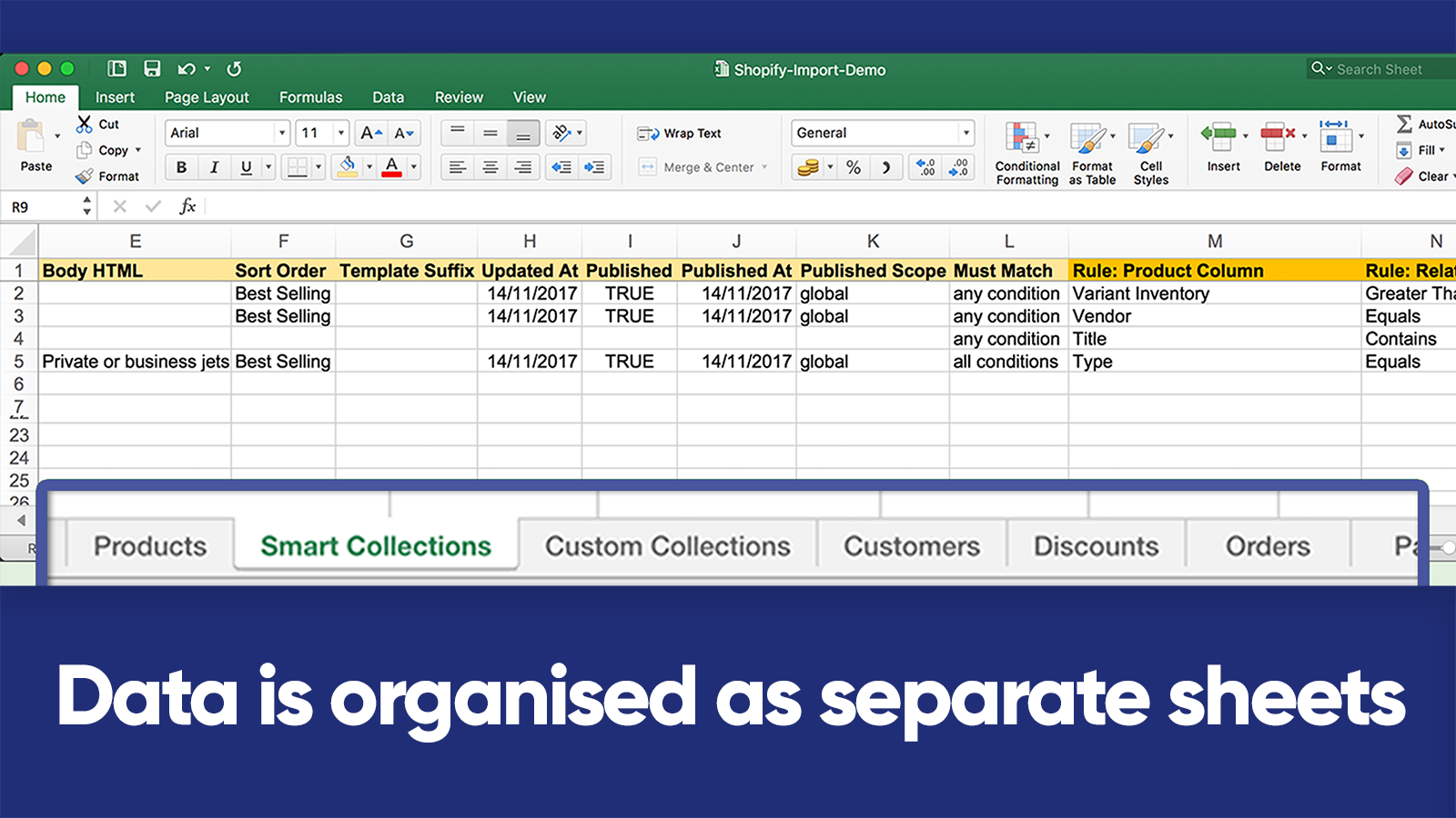 All data is here as separate Excel sheets | Matrixify (Excelify)