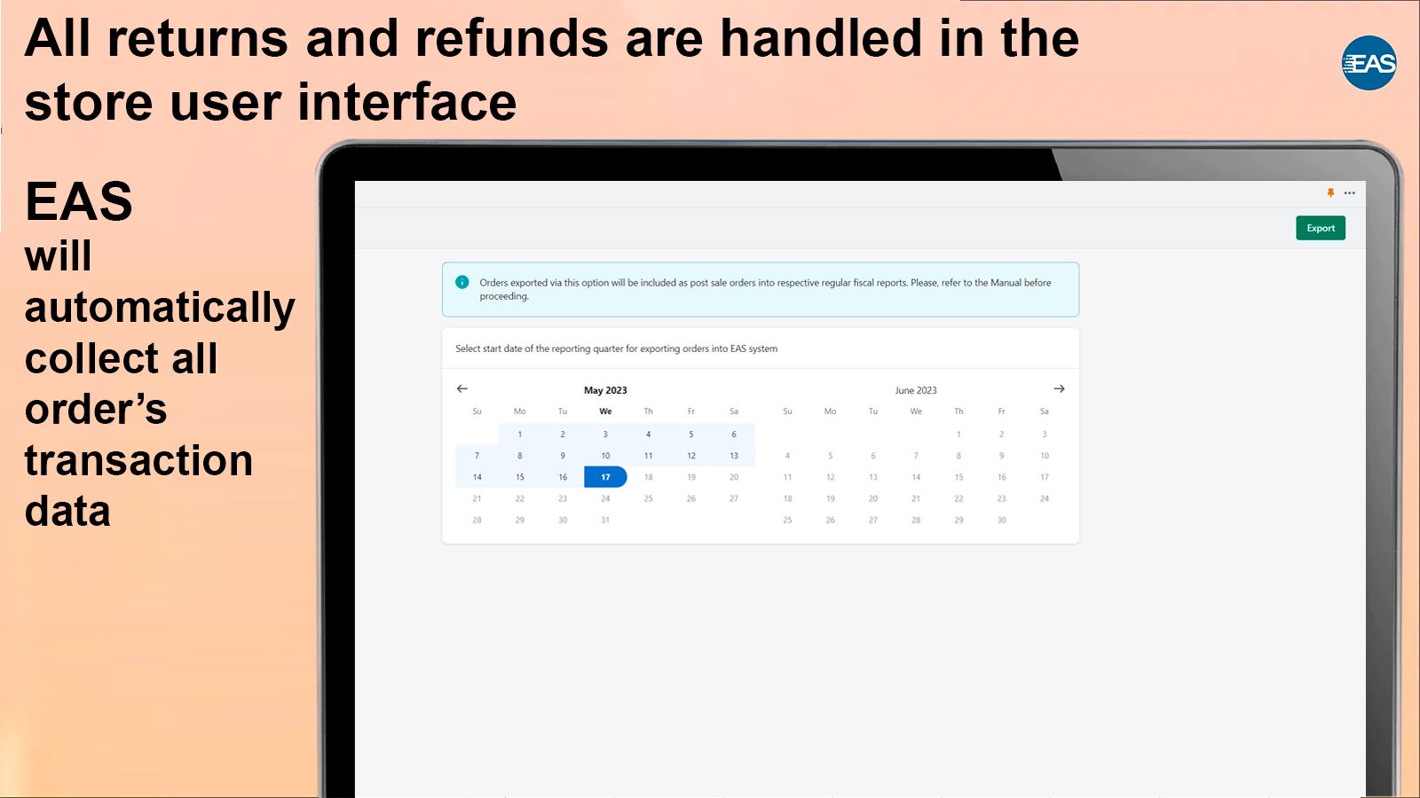 All returns and refunds are handled in the  store user interface