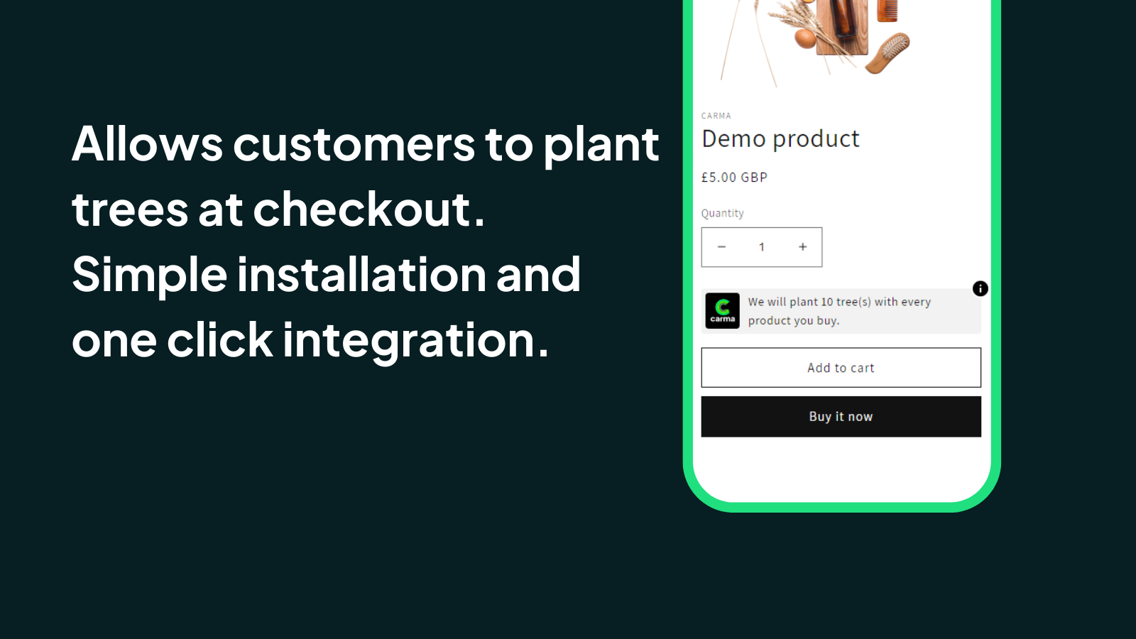Allow your customers to choose to plant trees at checkout