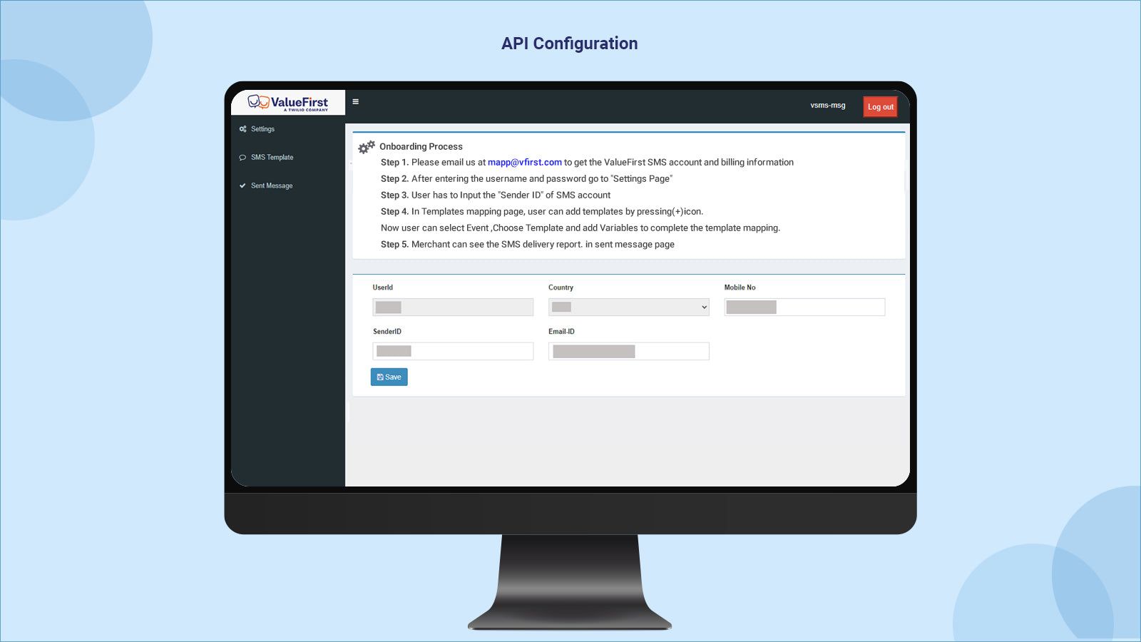 API configuration Setting page