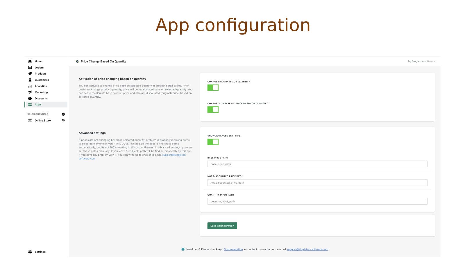 App configuration
