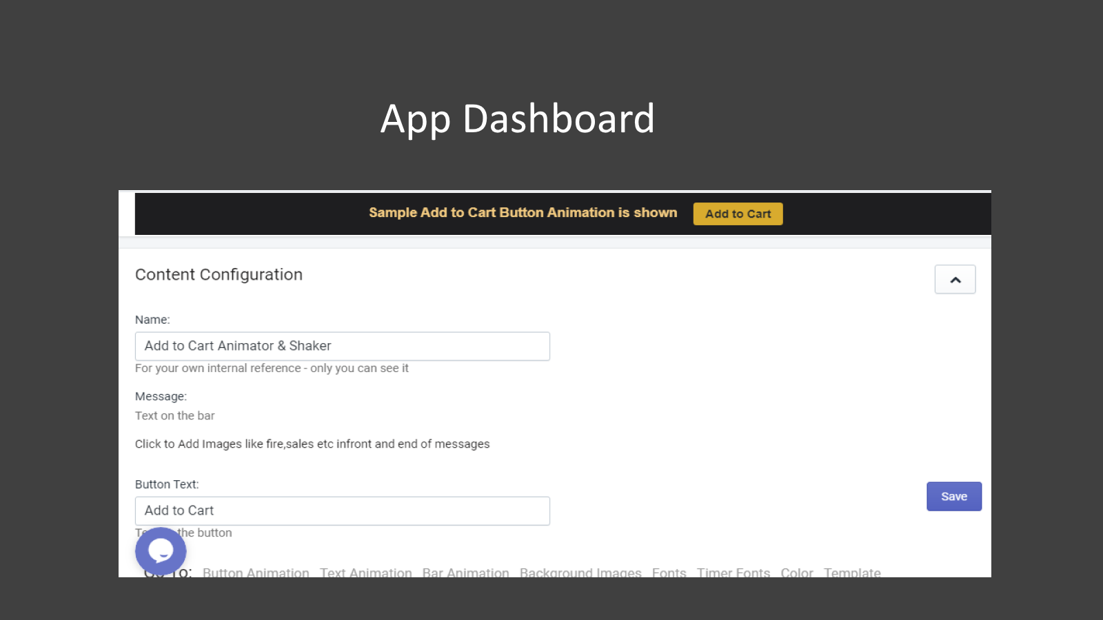 App dashboard