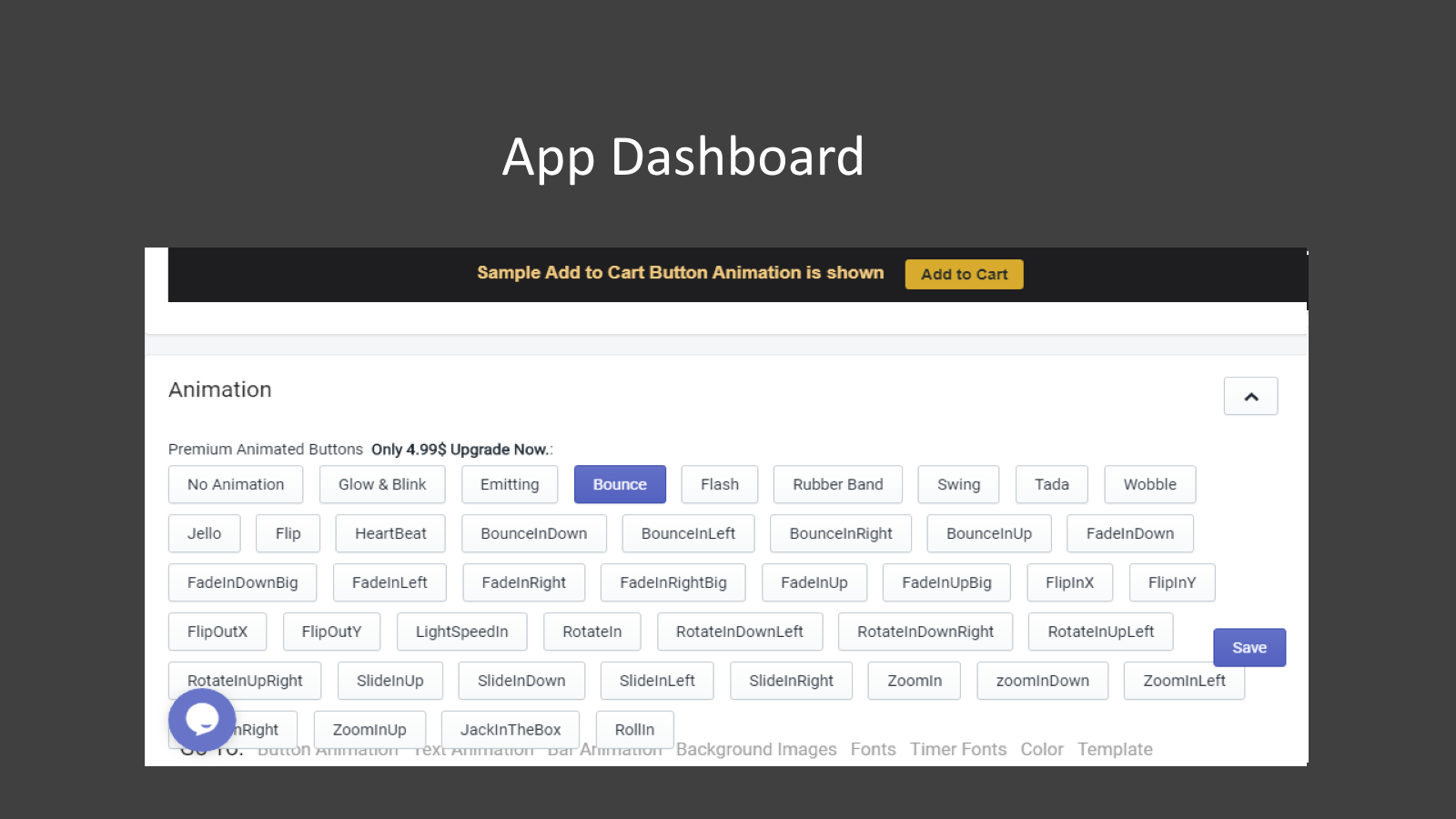 App dashboard