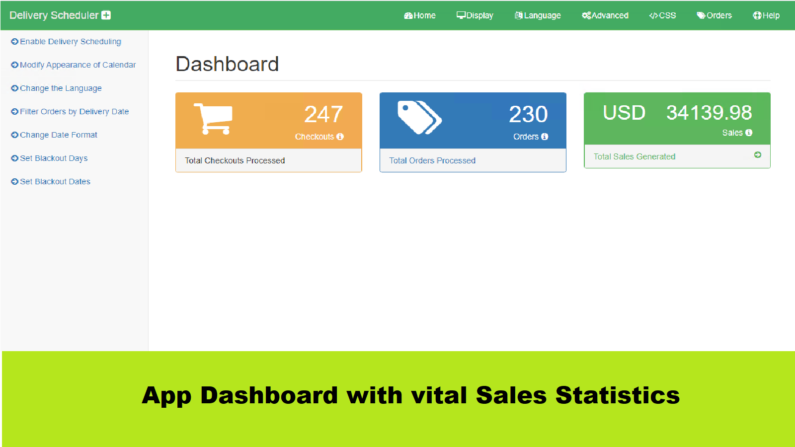 App Dashboard with vital stats