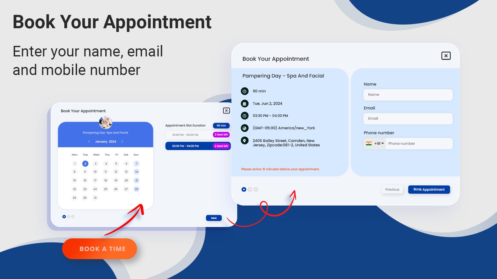 appointment booking select time and date slot