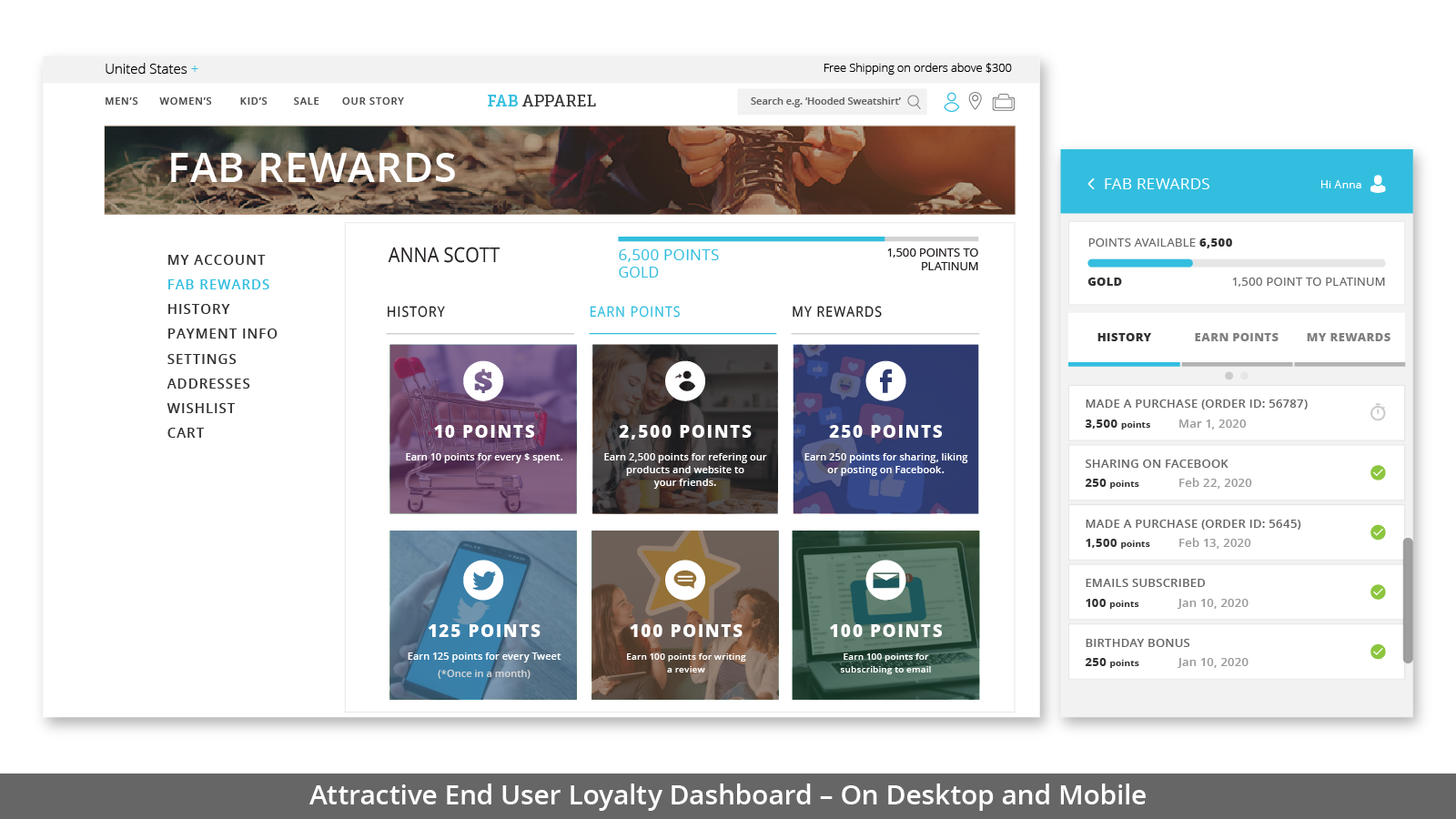 ATTRACTIVE END USER LOYALTY DASHBOARD- ON DESKTOP AND MOBILE