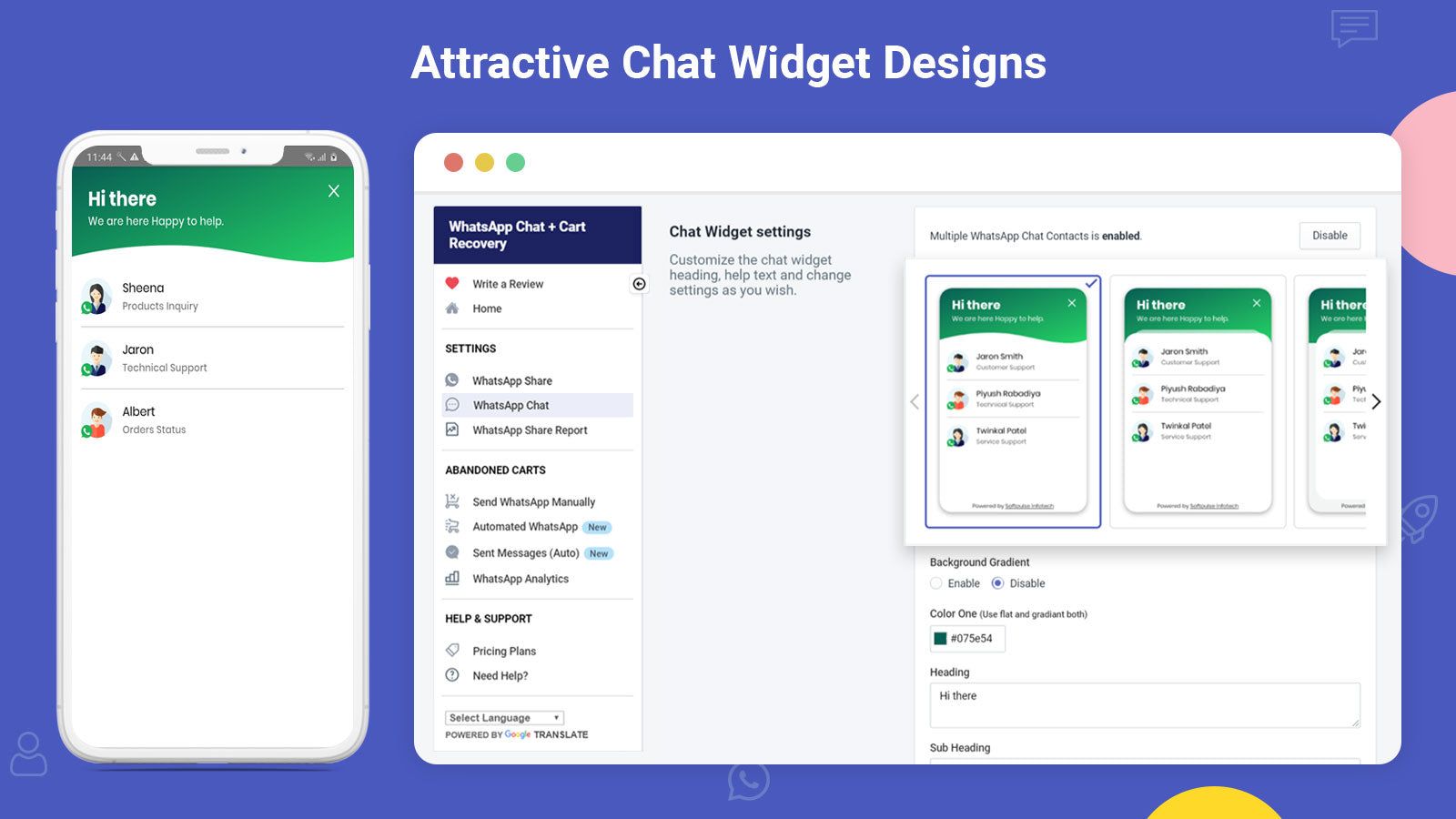 attractive whatsapp chat widgets with multiple contacts