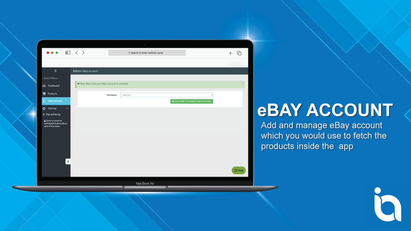 Authorize eBay account in app to fetch listings.