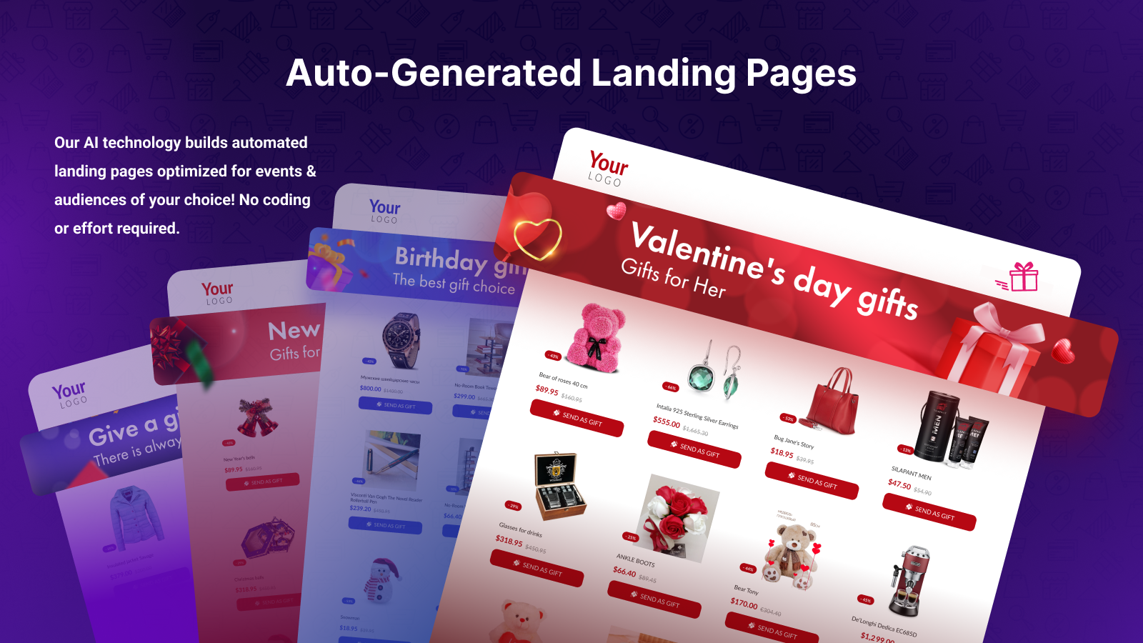 Auto-generated landing pages