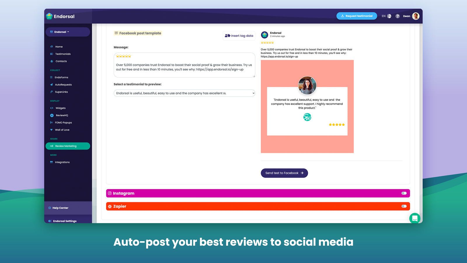 Auto-post your best reviews to social media