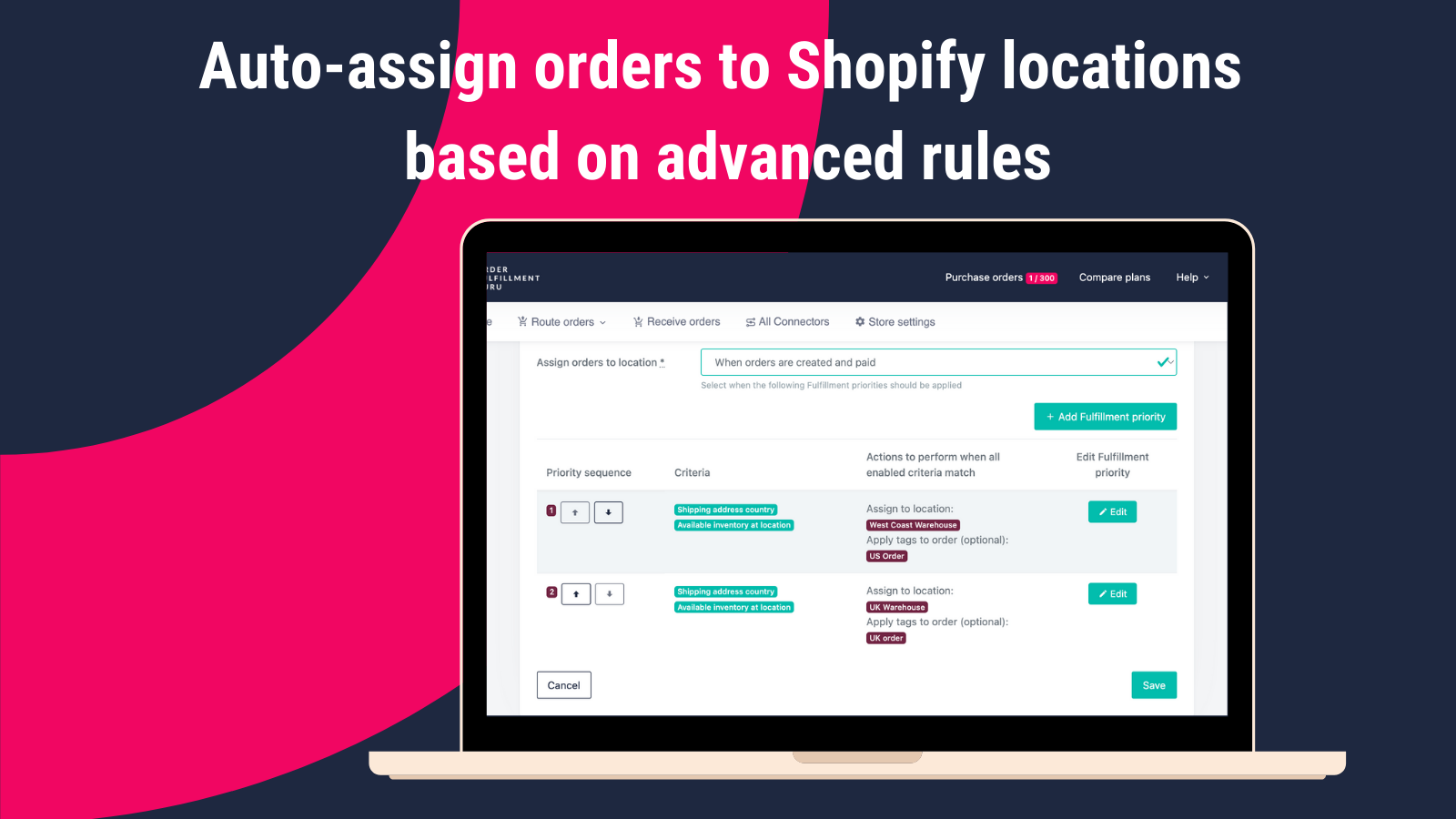 Auto route orders to Shopify locations based on advanced rules